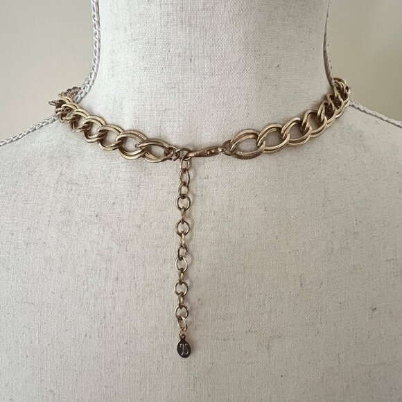 Jessica Simpson Blue Gold Chunky Multi Strands Glass Beads Statement Necklace - Picture 5 of 6